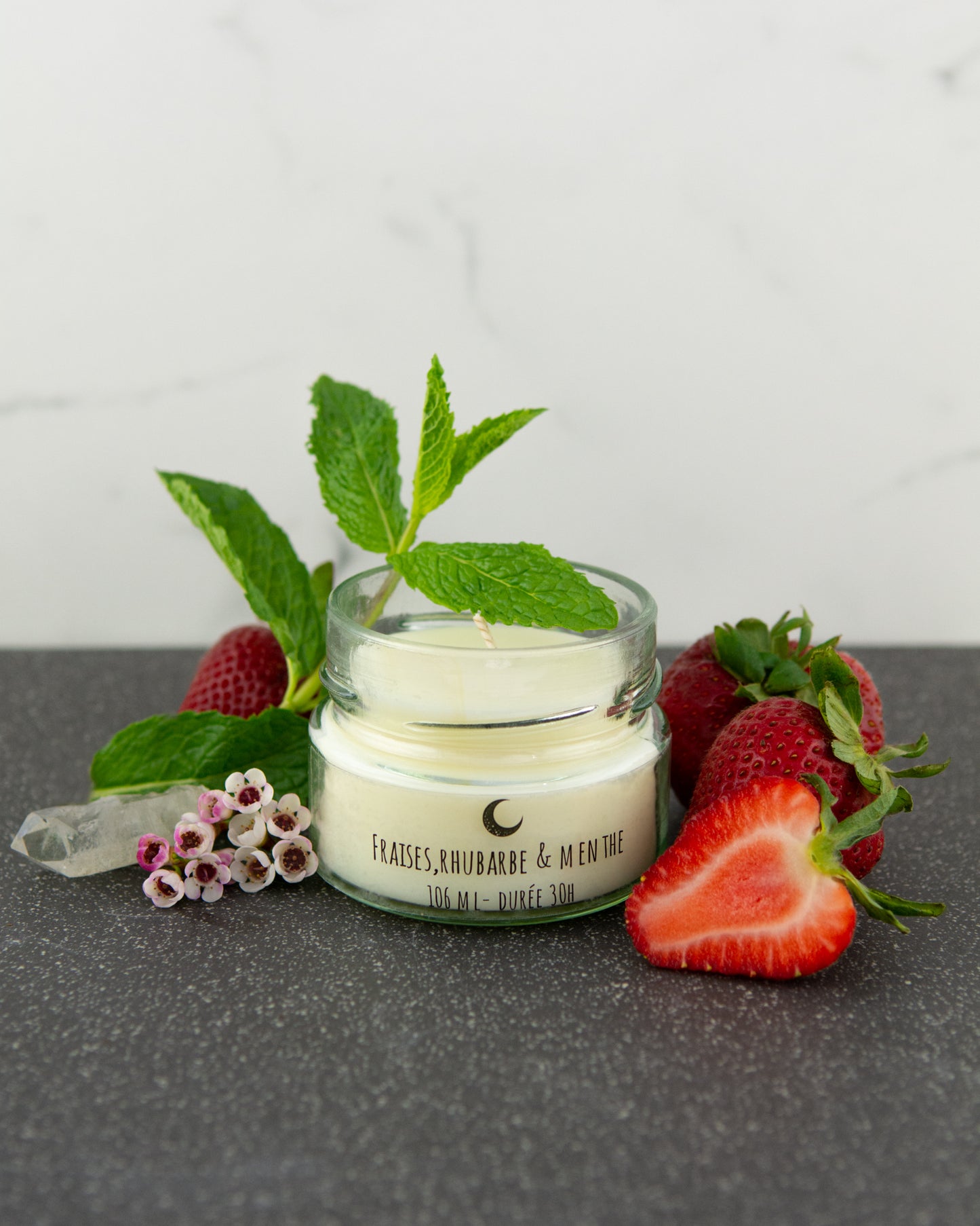Imparfait Fraises, rhubarbe et menthe (Couleur jaunie)